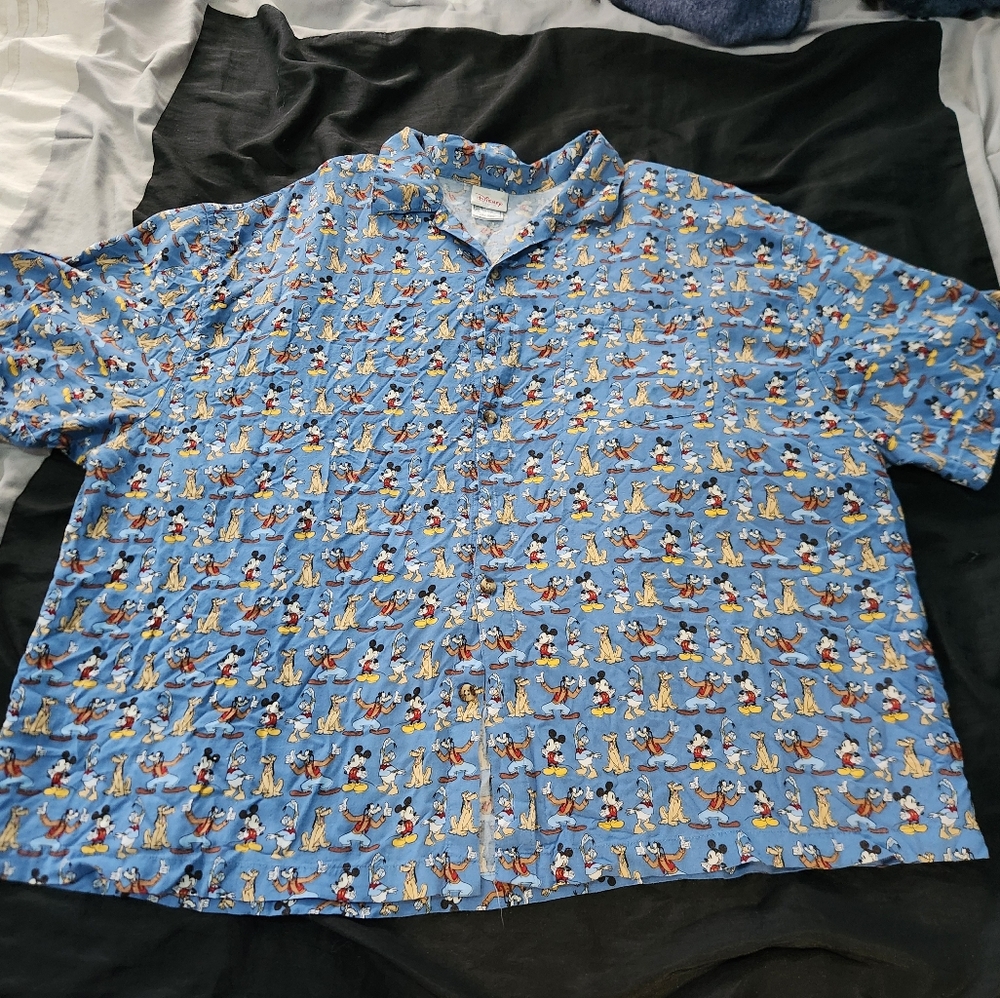 Disney Men's Blue Character Print Shirt